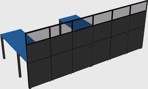 Shared l-shaped cubicle
