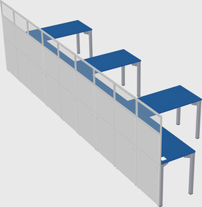 Shared l-shaped cubicle