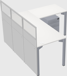 Shared l-shaped cubicle