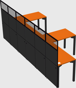Shared l-shaped cubicle
