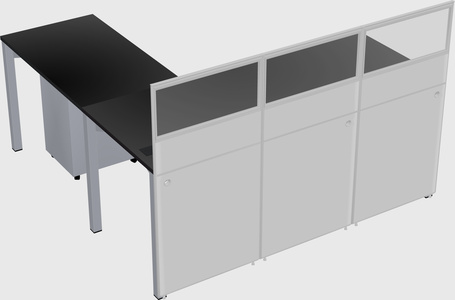 Shared l-shaped cubicle