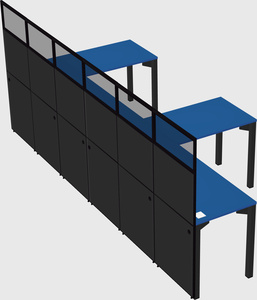 Shared l-shaped cubicle