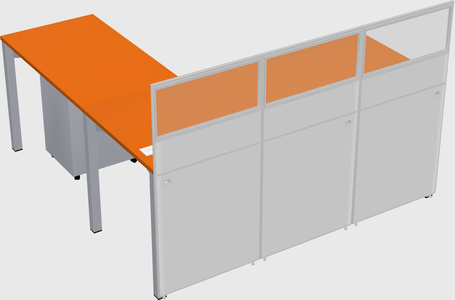 Shared l-shaped cubicle
