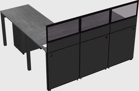 Shared l-shaped cubicle
