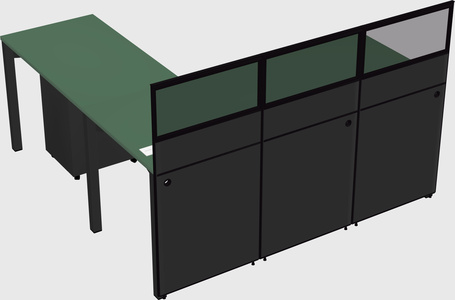 Shared l-shaped cubicle