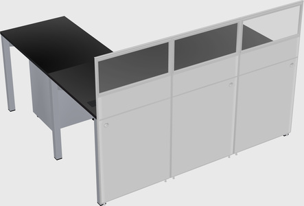 Shared l-shaped cubicle