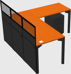Shared l-shaped cubicle