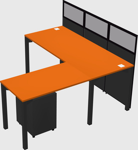 Shared l-shaped cubicle
