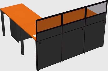 Shared l-shaped cubicle