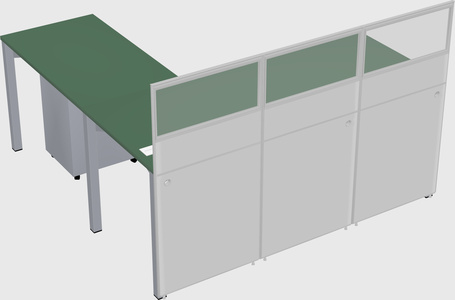 Shared l-shaped cubicle