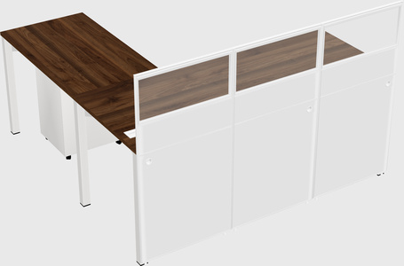 Shared l-shaped cubicle