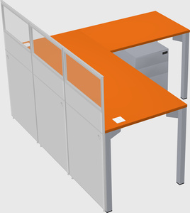 Shared l-shaped cubicle