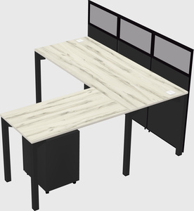Shared l-shaped cubicle