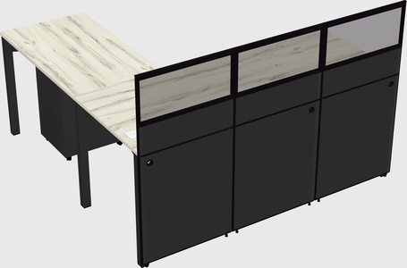 Shared l-shaped cubicle