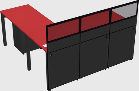 Shared l-shaped cubicle