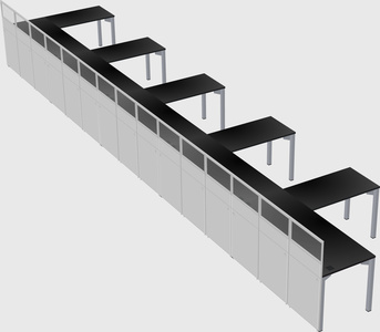 Shared l-shaped cubicle