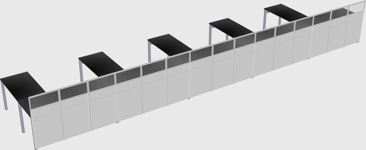 Shared l-shaped cubicle