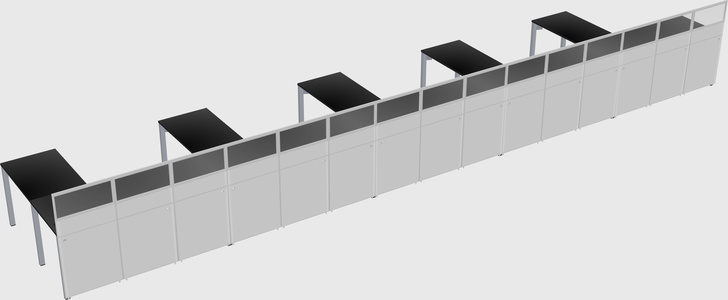 Shared l-shaped cubicle