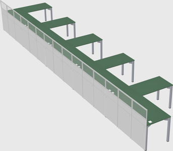 Shared l-shaped cubicle