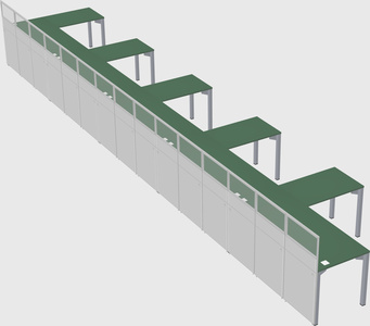 Shared l-shaped cubicle