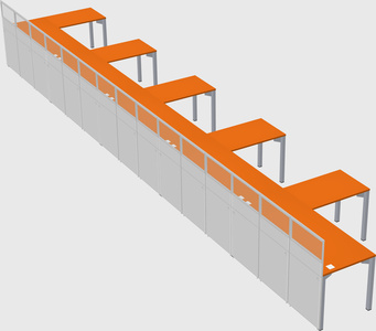 Shared l-shaped cubicle