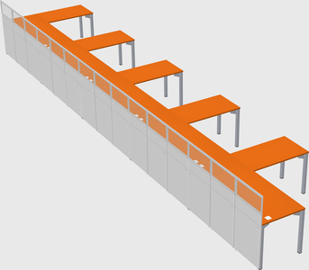 Shared l-shaped cubicle