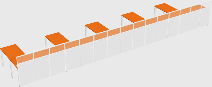 Shared l-shaped cubicle