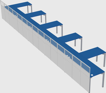 Shared l-shaped cubicle