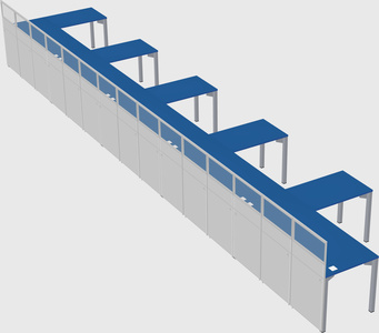 Shared l-shaped cubicle