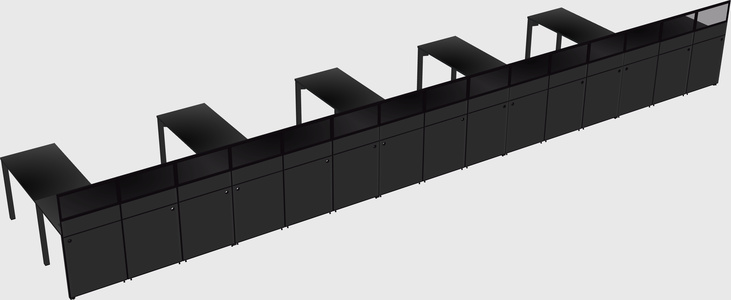 Shared l-shaped cubicle