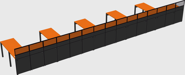 Shared l-shaped cubicle