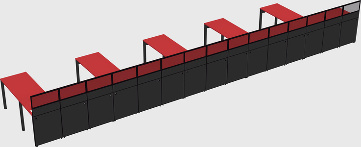 Shared l-shaped cubicle