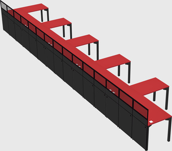 Shared l-shaped cubicle