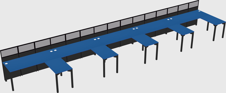 Shared l-shaped cubicle