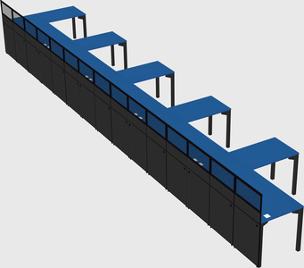 Shared l-shaped cubicle