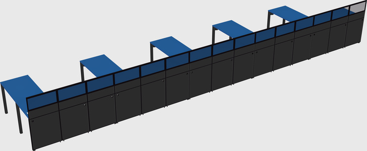 Shared l-shaped cubicle