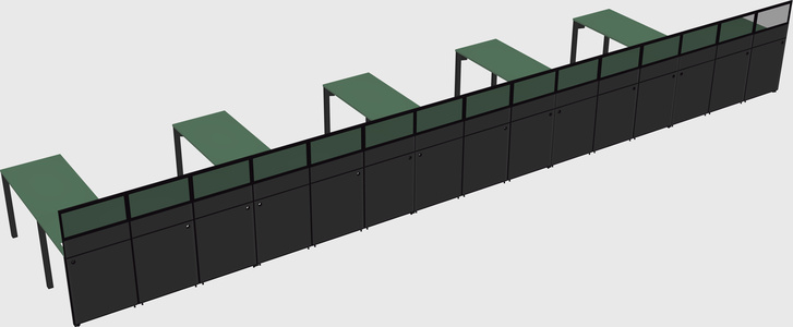 Shared l-shaped cubicle