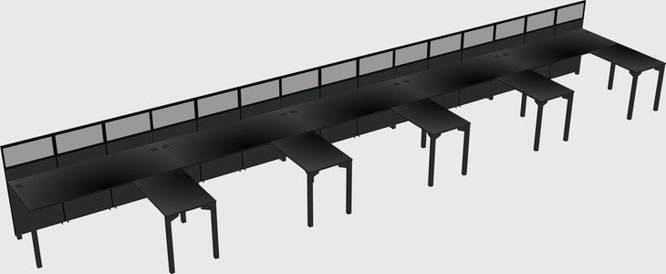Shared l-shaped cubicle
