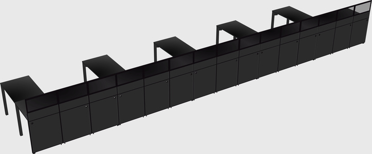 Shared l-shaped cubicle