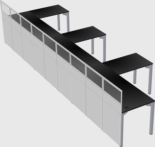 Shared l-shaped cubicle