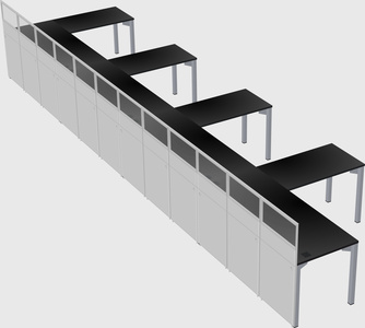 Shared l-shaped cubicle