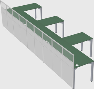 Shared l-shaped cubicle