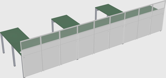 Shared l-shaped cubicle