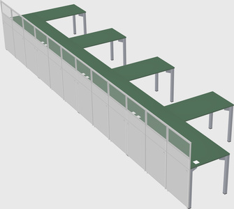 Shared l-shaped cubicle