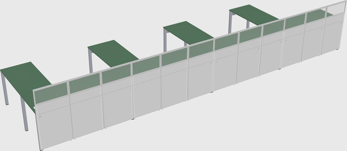 Shared l-shaped cubicle