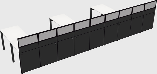 Shared l-shaped cubicle