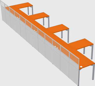 Shared l-shaped cubicle