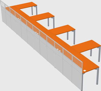 Shared l-shaped cubicle