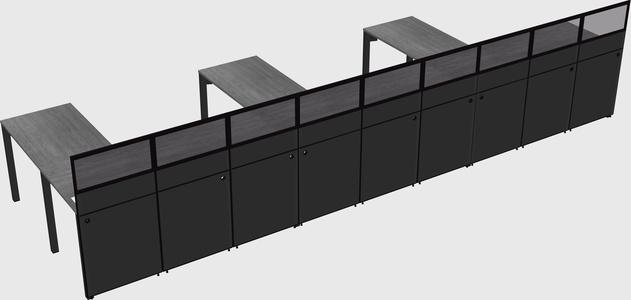 Shared l-shaped cubicle
