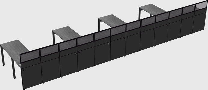 Shared l-shaped cubicle
